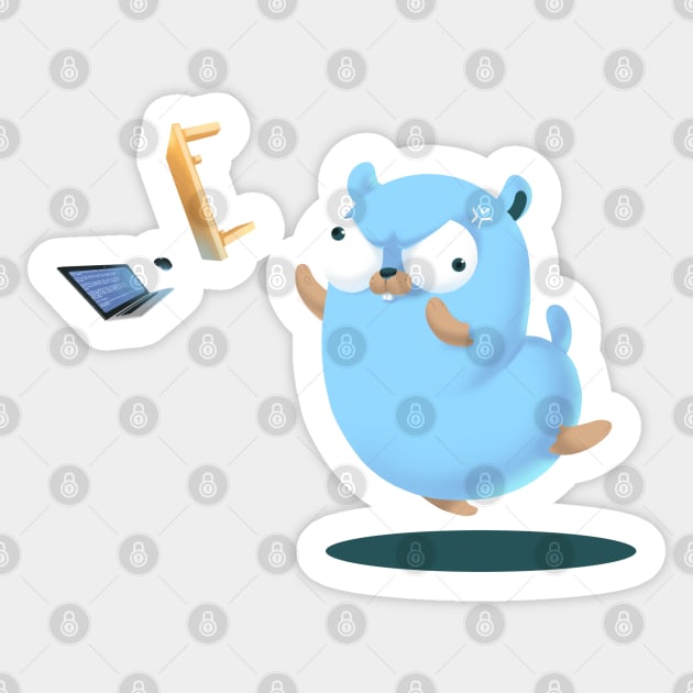 Golang Gopher Go Rage Sticker by clgtart